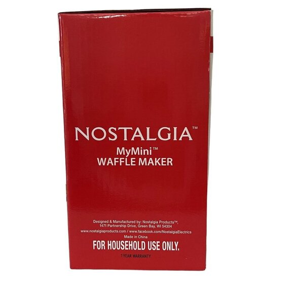 Nostalgia Red MyMini Waffle Maker Compact Size 5" Non-Sick New in Sealed Box (O) - Picture 2 of 5